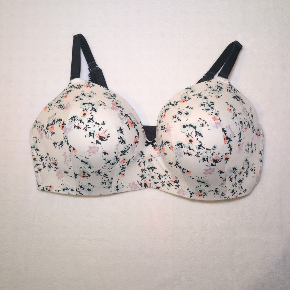 Cacique Lightly Lined T Shirt No Wire Ditzy Floral Bra Women's 44DDD